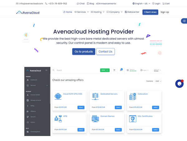 AvenaCloud：摩尔多瓦VPS，€11.5/年起，1核/1G内存/10gSSD/100M带宽不限流量/无视版权抗投诉