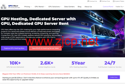GPU Mart：海量AI训练/深度学习/推理,美国GPU服务器大促，6折优惠，$16/月起，立省$240刀
