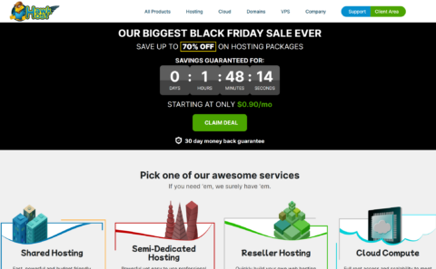 #黑五#HawkHost：Cloud Web Hosting/Semi-Dedicated三折起，$0.9/月起，可选香港/洛杉矶等机房